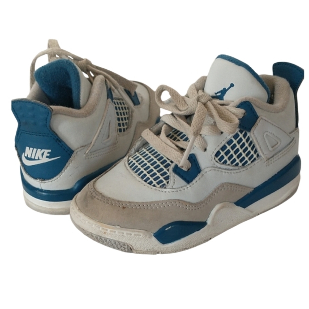 Jordan 4 'industrual Blue' White and Blue High-top Basketball Sneakers. Size 9C